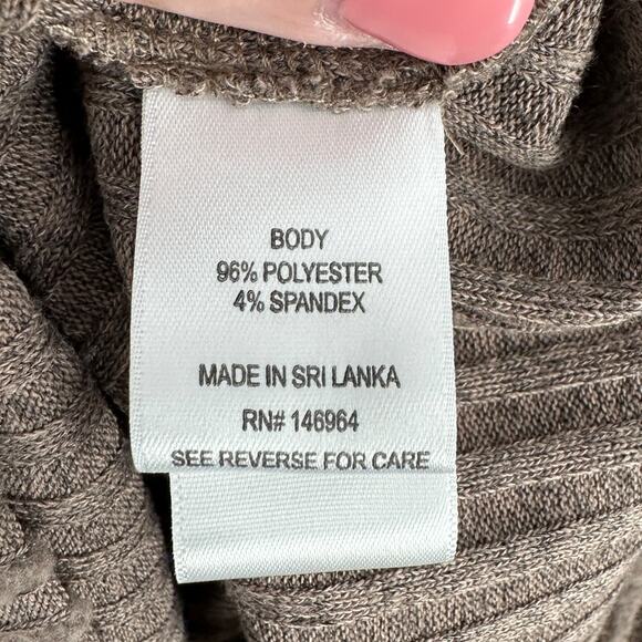 Signature By Robbie Bee Mocha Brown Cowl Neck Ribbed Knit Tunic Sweater Dress 2X - Picture 4 of 7